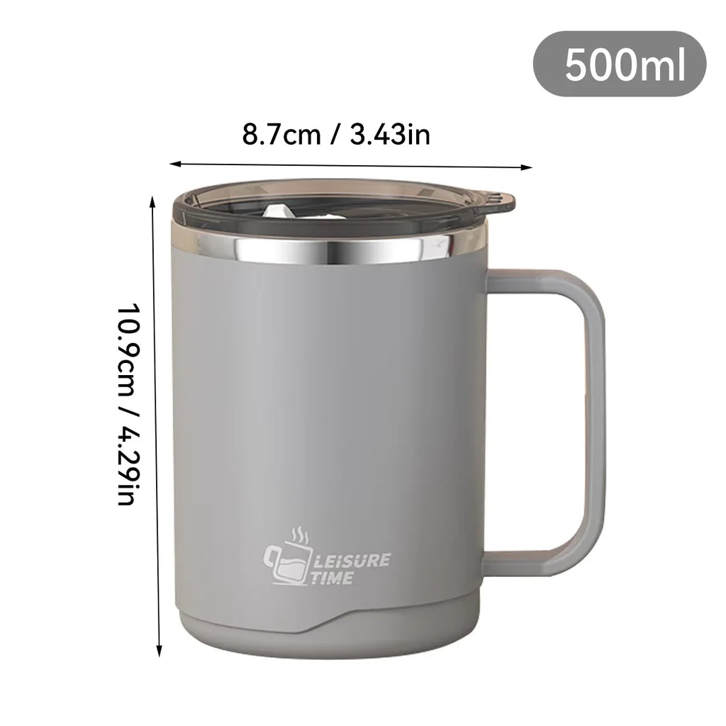 Double Wall Insulated 304 Stainless Steel Coffee Mug Leak Proof Travel Cup with Handle for Adults and Students
