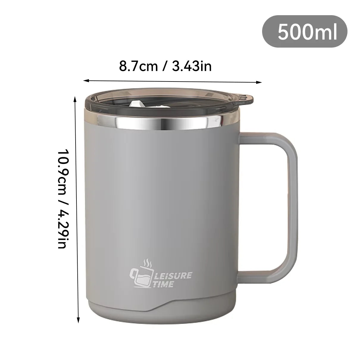 Double Wall Insulated 304 Stainless Steel Coffee Mug Leak Proof Travel Cup with Handle for Adults and Students