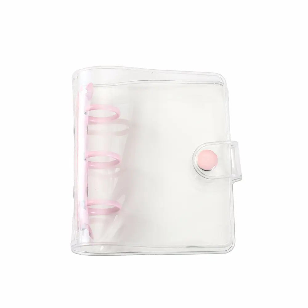 Portable Mini Handbook Glitter Notebook Pages Transparent Binder Notebook Cover Card Organizer 3 Hole Binder Clip Photo album