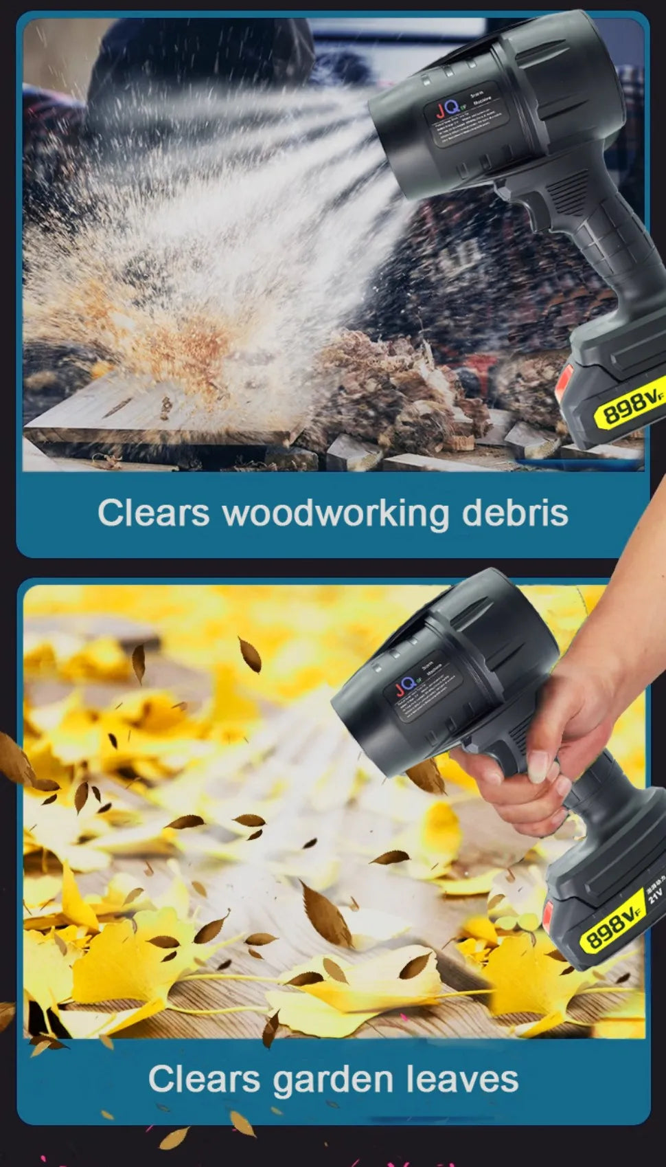 Powerful Air Blower with 550g Thrust Turbo Fan for Cleaning Leaves, Snow, and Dust – Includes 18V Makita - Compatible Battery