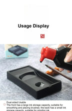 Multi-functional Inkstone Holding and Grinding Ink Anti-drop Portable Easy Clean Both Sides Usable Stationery for Students