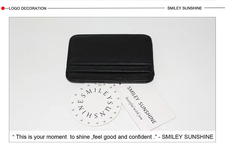 Genuine Leather Card Holder Slim Business Card ID Holder Credit Card Case Thin Small Wallet for Men Cardholder Sticker Black