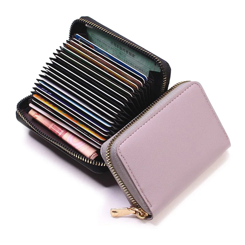 Compact Coin Purse Leather Business Credit Card Case Holder Travel Wallet for Women 20 Card Slots Small Card Pouch with