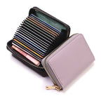 Compact Coin Purse Leather Business Credit Card Case Holder Travel Wallet for Women 20 Card Slots Small Card Pouch with