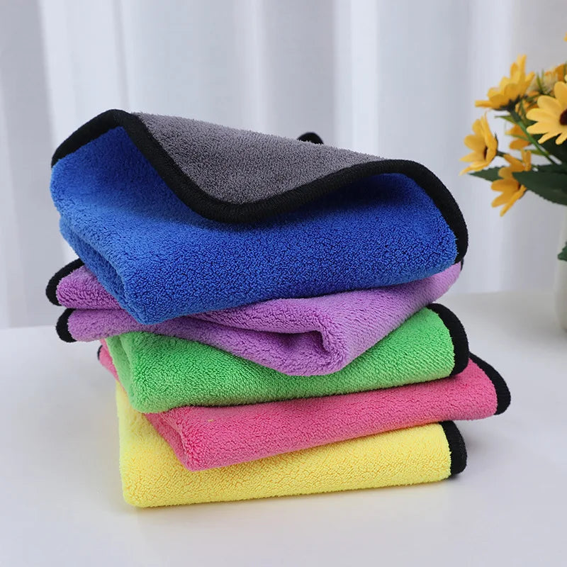 Microfiber Car Cleaning Towel Car Wash Drying Cloth Household Cleaning Supplies Dish Washing Cloth Hemming Car Detail Wash Towel