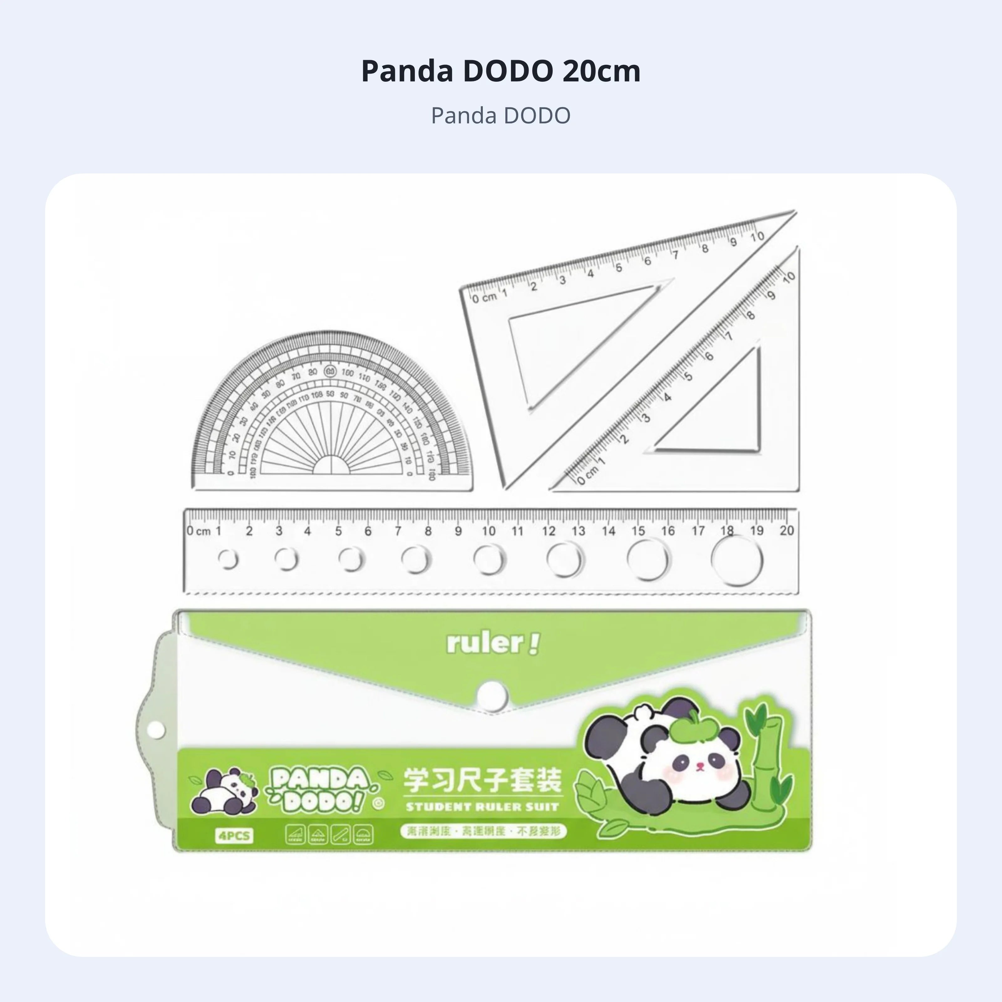 Cartoon Cat Ruler Set, Acrylic Geometry Tools, Student Stationery, Includes Triangle Ruler, Protractor, Straight Ruler, Cute