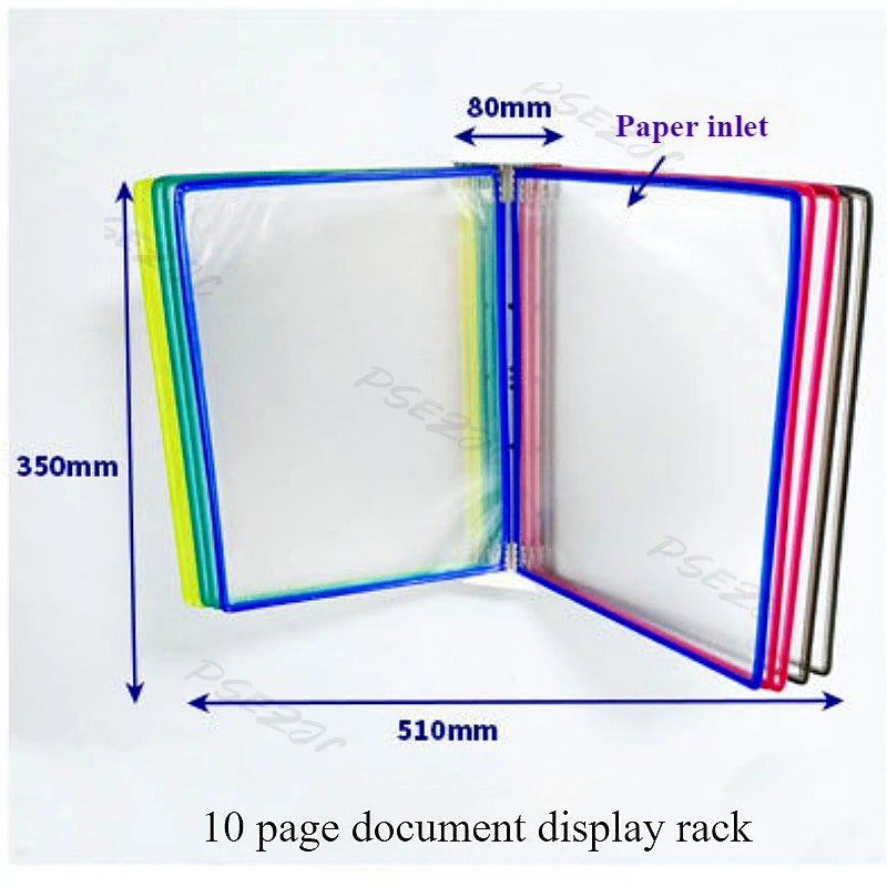 10 Page Flipping Folder A4 Wall Mounted Standard Operation Manual Data Display Rack PVC+metal Frame Material