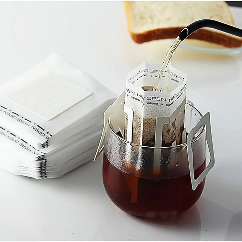 50/100pcs Coffee Filter Paper Bags Disposable Drip Coffee Bag Handle Hanging Ear Espresso Coffee Accessories Tea Tool