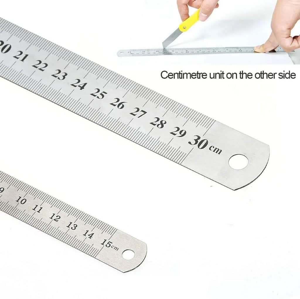 Stainless Steel Double Side Straight Ruler Centimeter Inches Scale Metric Ruler Precision Measuring Tool School Office Supplies