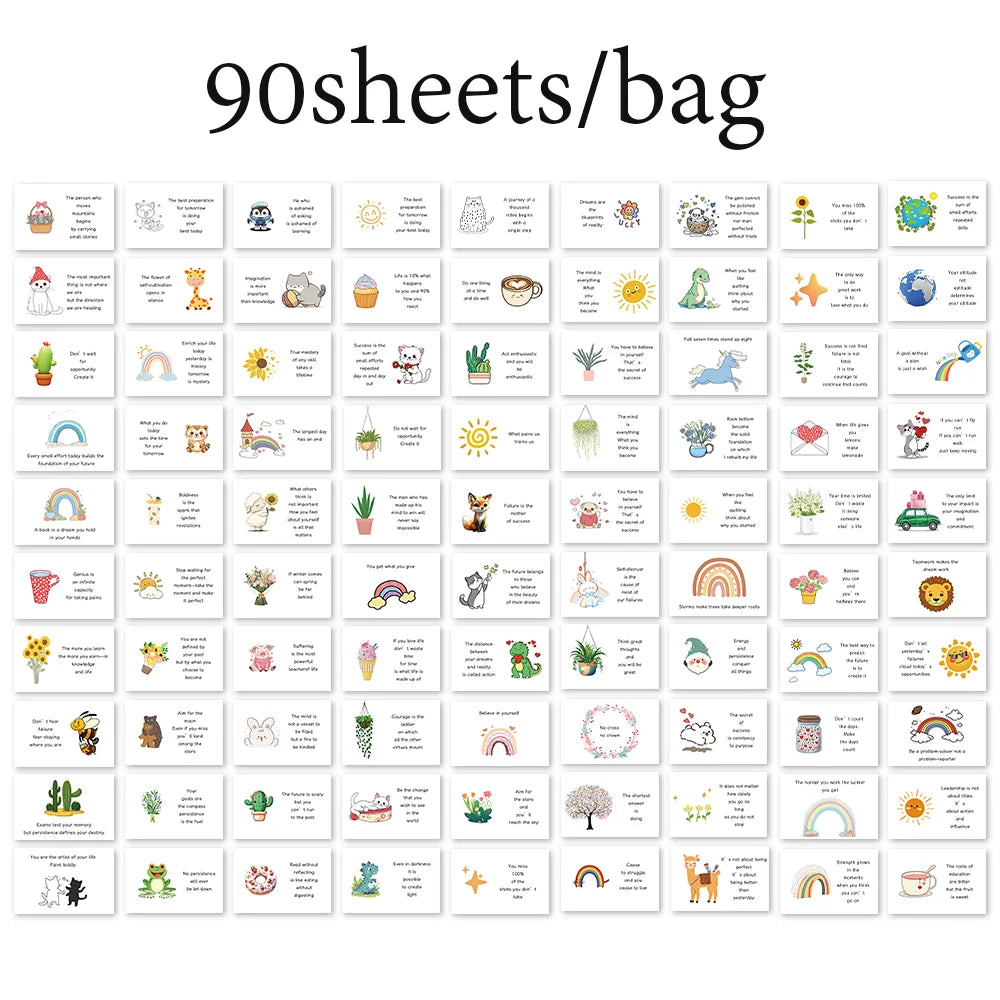 Mr Paper, 90 Inspirational Affirmation Cards Student Stationery Supplies kawaii stationery cardstock paper affirmation cards