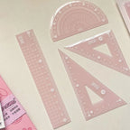 4PCS/Set 15/20CM Jelly Ruler Set Transparent Measuring Stationery Set Square Thickened Straight Ruler Student Gift