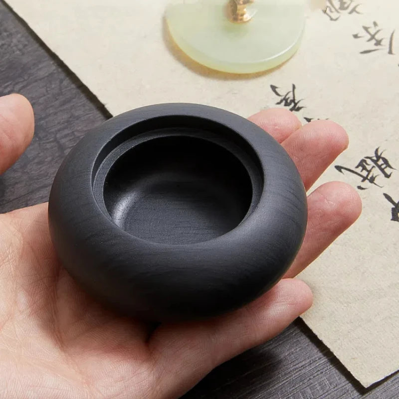 Small Natural Stone Inkstone Jade Mini Ink Stone Chinese Style Calligraphy Practice Inkstone Vintage Practical Ink Cartridge