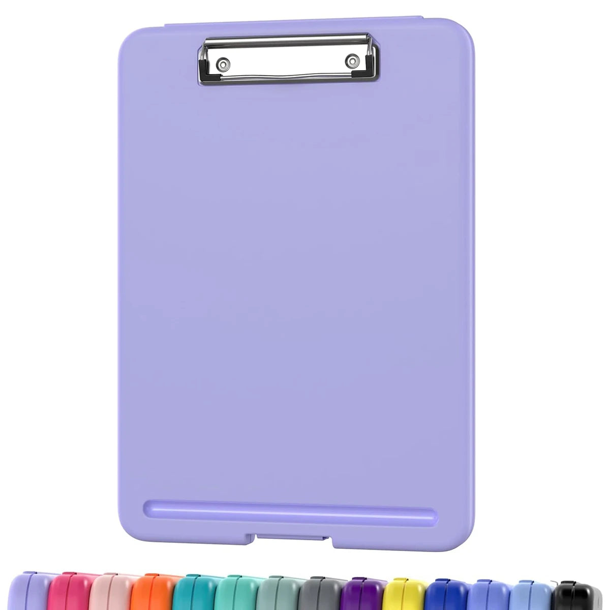 Clipboard with Storage (Multiple Colors Available) with Low Profile Clip, 9.5 x 13 Inch Sturdy Portable Writing Board, Foldable