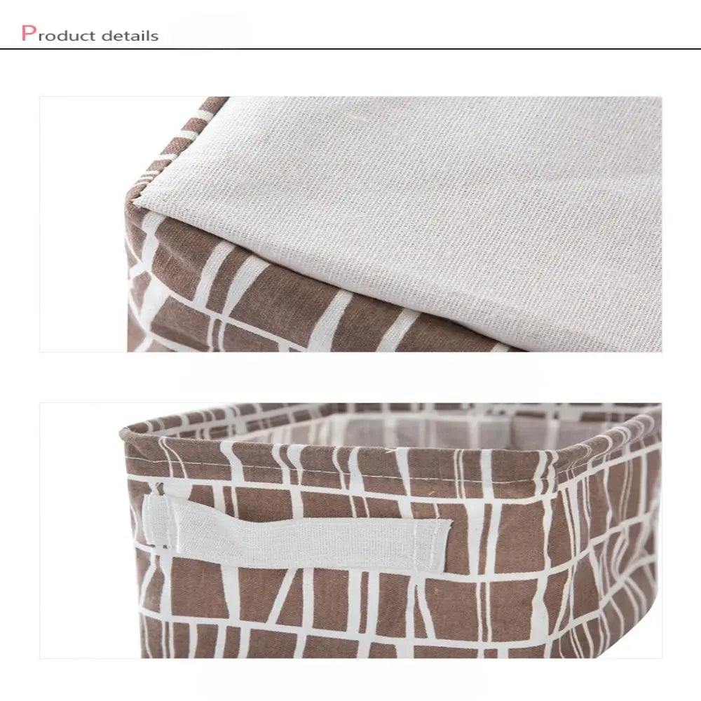 1pc Cotton Linen Fabric Waterproof Desktop Sundries Basket Storage Box Cosmetic Toy Organizer Underwear Socks Clothes Storagebag