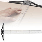 Metric & Imperial Scales Aluminum Alloy Angle Triangle Ruler 45cm T Square Acrylic Ruler Measuring Tool Set for Carpentry
