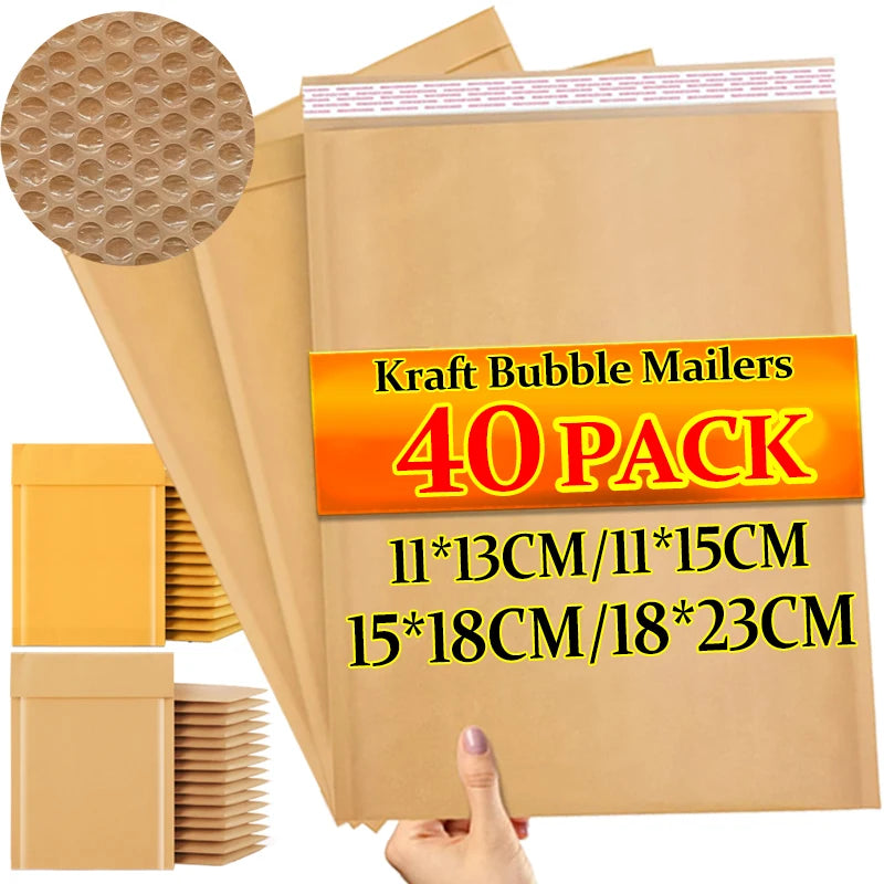 Kraft Bubble Mailers Self-Seal Mailing Envelopes Bubble Padded Mailer Package Shipping Bags for Card Jewelry Electronic Products