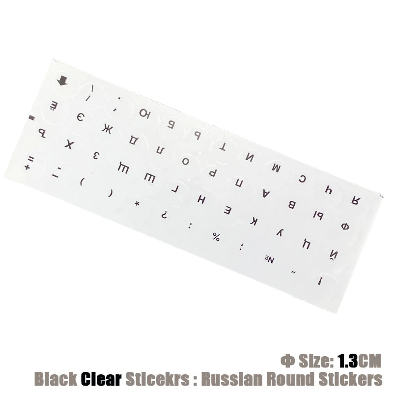 SR Russian 13 Colors Smooth Matte Circle Keyboard Sticker Language Protective Film Layout Button Letters PC Laptop Accessories