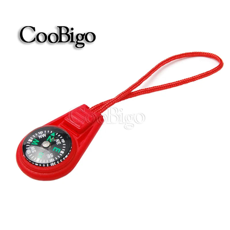 10Pcs Colorful Survival Keychain Zipper Pull Mini Compass for Outdoor Backpack Camping Hiking Pocket Navigator Adventure Tool