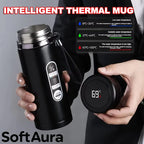 SoftAura Stainless Steel Thermos Bottle LED Temperature Display 500ML- 1L Sus304 Vacuum Flask Portable Cup  2026 New