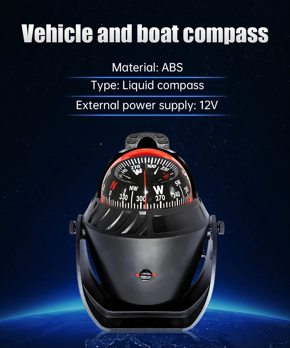 Marine Boat Navigation Compass Sea Position Pointer Waterproof Pivoting Compass Navigating Tools Sailing Tool Boat Accessories