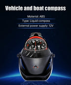 Marine Boat Navigation Compass Sea Position Pointer Waterproof Pivoting Compass Navigating Tools Sailing Tool Boat Accessories