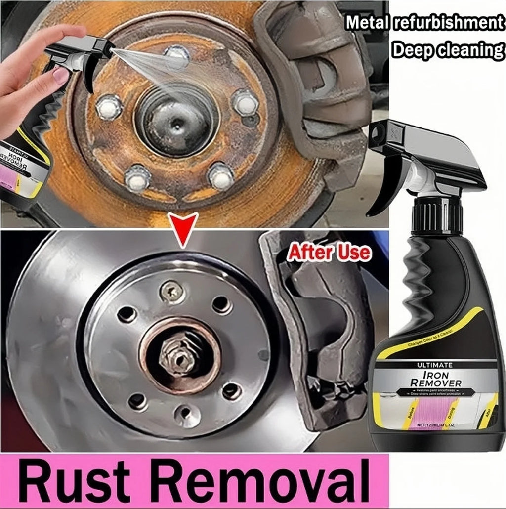 Car Rust Remover Car Wheel Care Quick Remover Car Exhaust Pipe Rust Removal Spray Clean Metal Iron Powder Stains