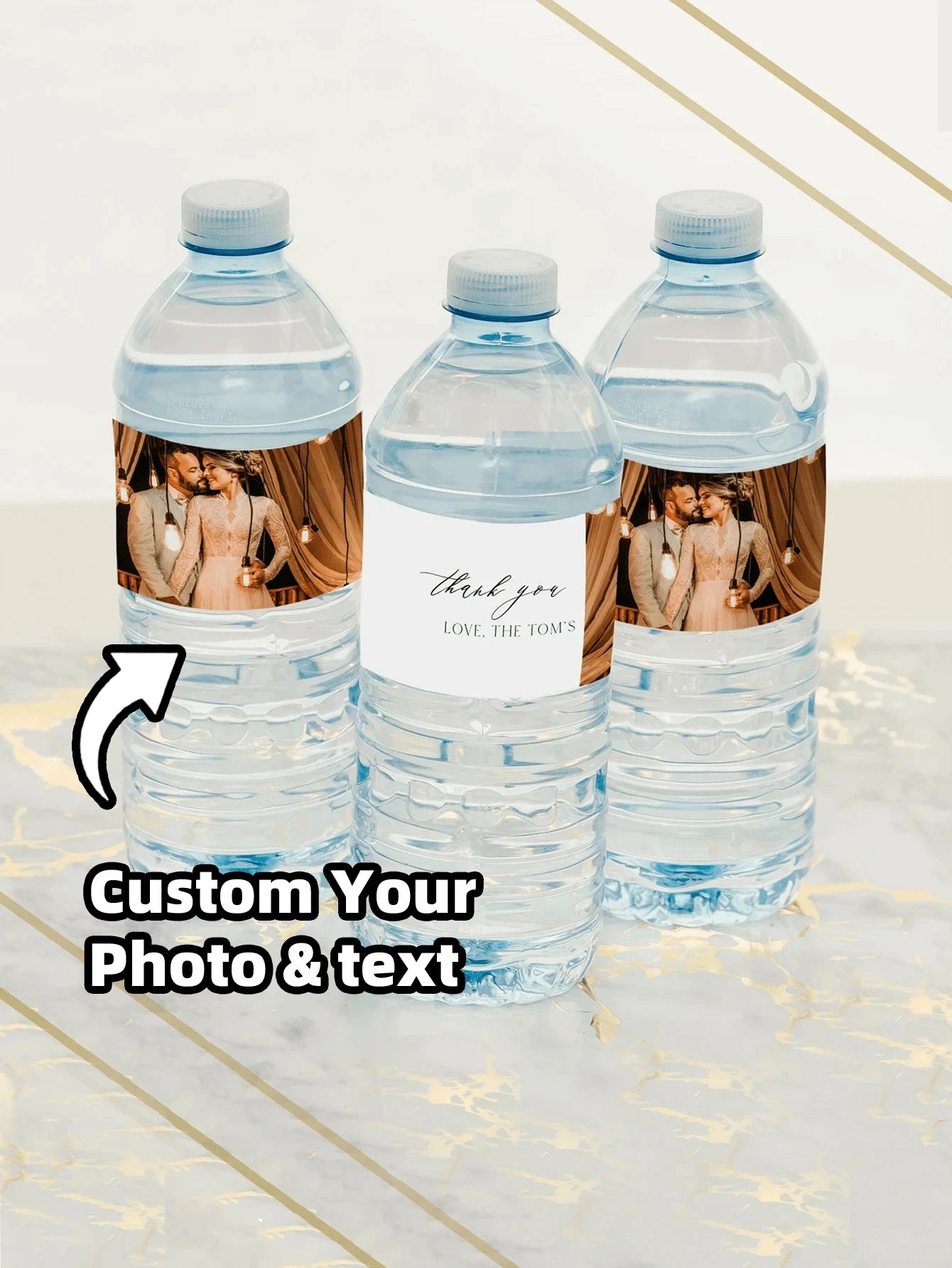 1~20PCs Custom Photo Water Bottle Label-3 Styles,21*5CM Personalized Celebration Tags,DIY Bottle Water Waist Seal Name Stickers