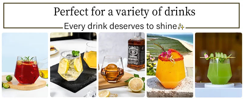 12-48PCS Diamond Plastic Wine Glasses Disposable Stemless Plastic Cups Whiskey Cocktail for Party Birthday Gathering Bars 12oz