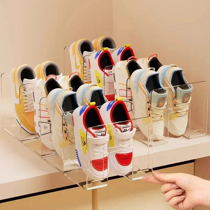 1pc Acrylic Children'S Shoe Organizer, 4-Compartment Transparent Shoe Rack,Baby Shoe Storage Shelf, for Various Room Types