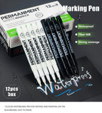 3/6/12 Pcs Waterproof Marker Pen White Black Inks  2mm Tip For Rock Painting Stone Ceramic Glass Wood Tire Fabric Metal Canvas