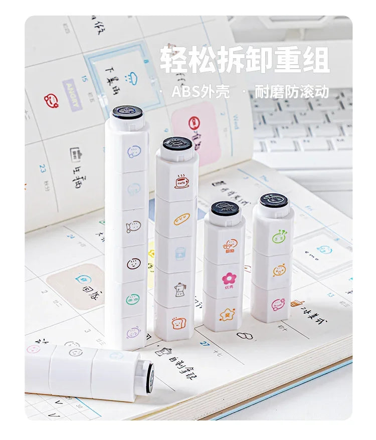 Cute Multi-link Mood Stamp Set – Kawaii INS Style Journal Diary Stamps, Scrapbooking Supplies for Planners Crafting, Creative Marking Tools for Teens Girls
