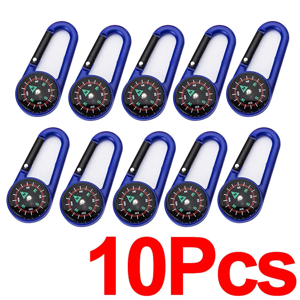 Outdoor Compass Carabiner Mini Camping Keychain Mountaineering Hiking Backpack Buckle with Compass Survival Children Gifts
