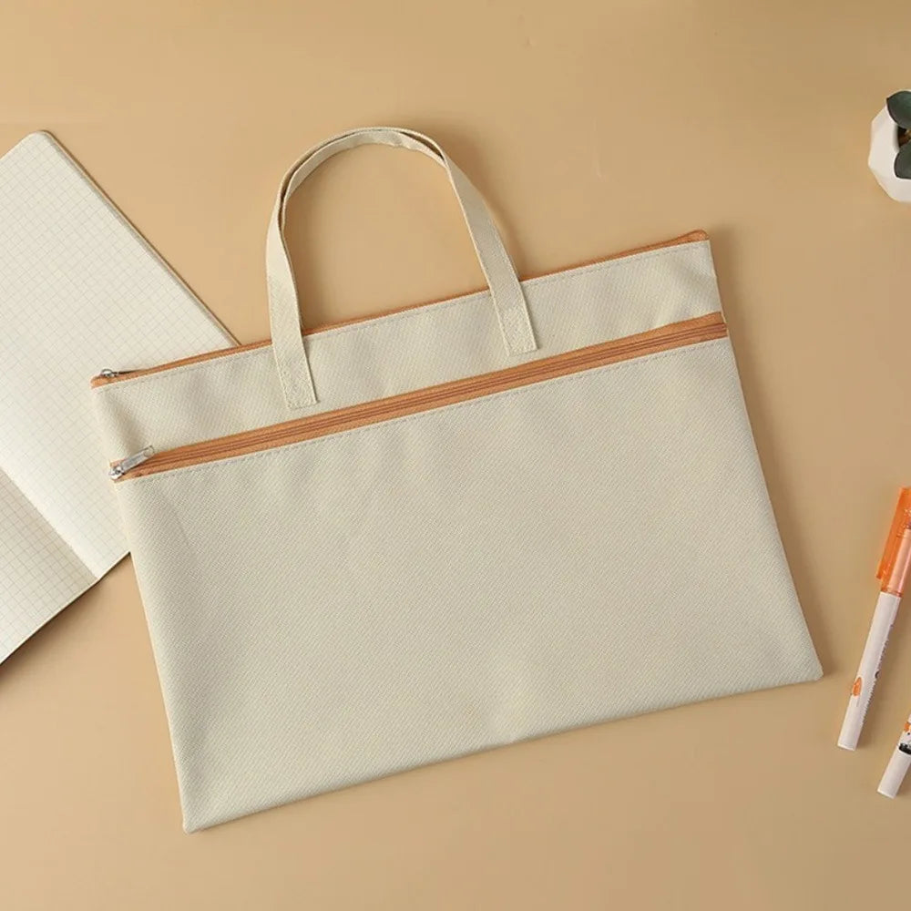 A4 File Bag Portable Zipper Oxford Cloth Waterproof 8k Sketch Drawing Art Storage Bag Canvas Bag School Office Filing Products