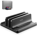 Dual-Slot Vertical Laptop Stand Holder Adjustable Double Desktop Notebook Dock Space-Saving for MacBook HP Dell Chrome Book iPad