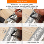 Precision Marking Ruler 200/300/400mm Stainless Steel Marking T-Rule 180mm Angle Ruler Automatic Pencil Scribing Mark Line Gauge