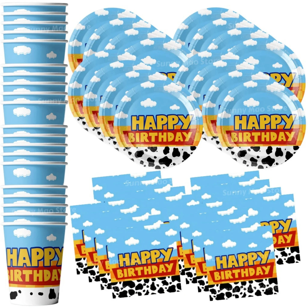 60Pcs Toy Inspire Game Story Birthday Party Supplies Set Includes Paper Plates Cups Napkins Tableware for 20 Guests Decorations