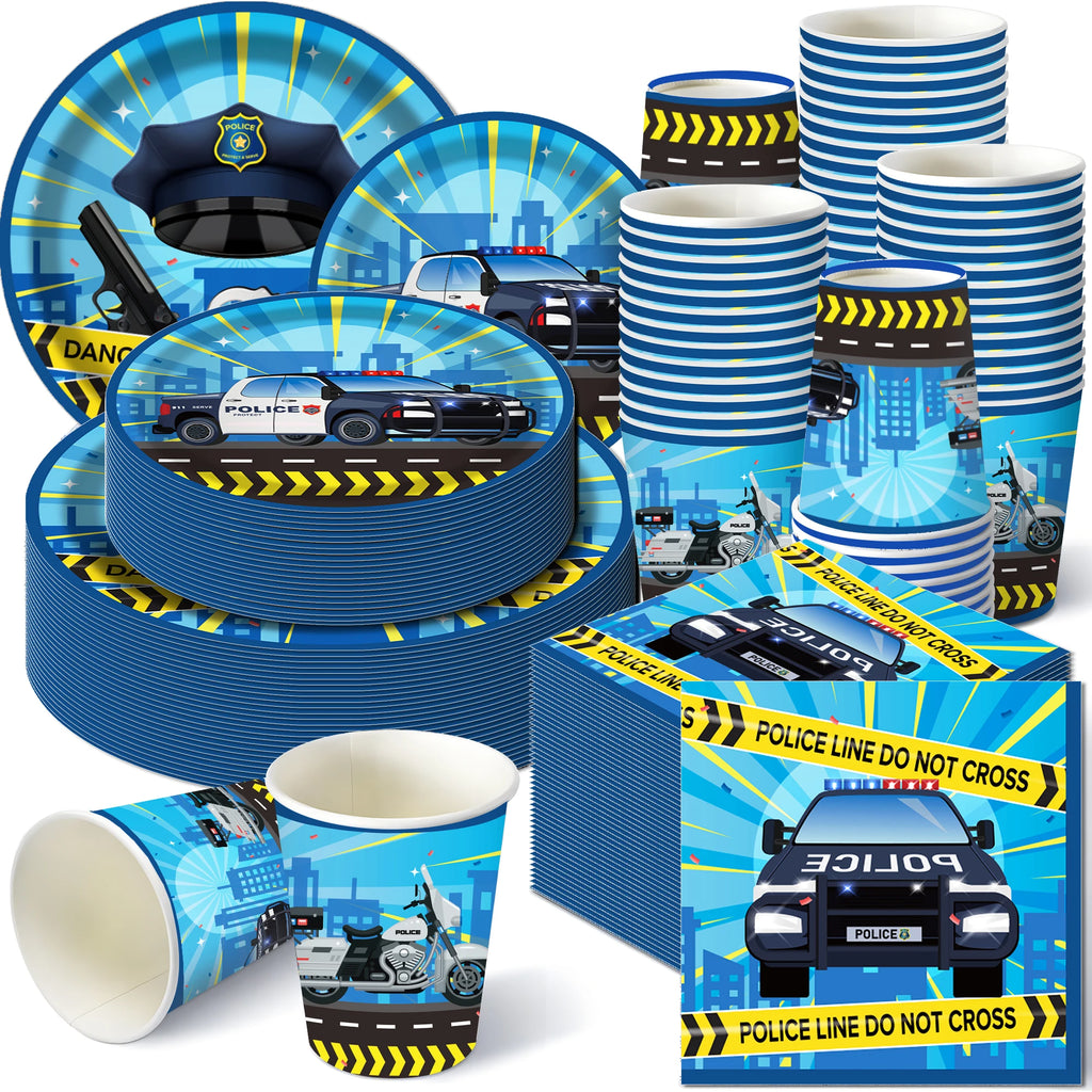 Police Party Plates Napkins Police Birthday Party Tableware Set Police Officer Car Party Decorations Favors Police Theme Party