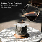 Folding Hand Brewed Coffee Filter Coffee Dripper Cone for Drip Coffee and Tea with Stainless Steel Holder No Filter Paper