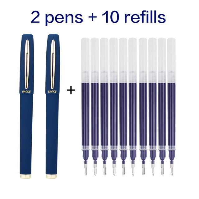 Baoke 0.5/0.7/1.0mm Large Capacity Signature Set Antibacterial Pen Black Carbon Office Neutral Roller Ball Pen Business Refill