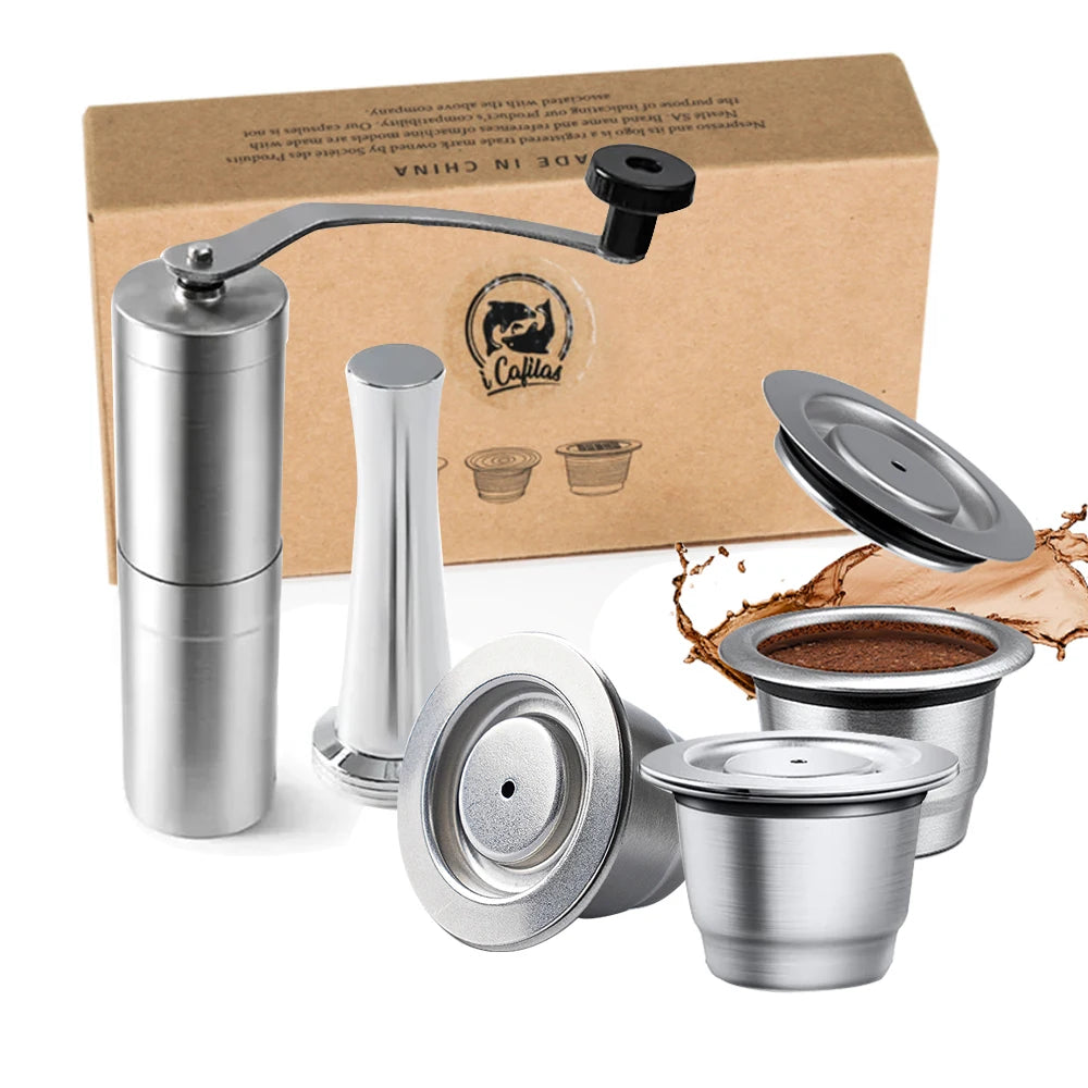 Reusable Nespresso Coffee Capsules Cup Stainless steel Refillable Coffee Capsule Refilling Filter Coffeeware