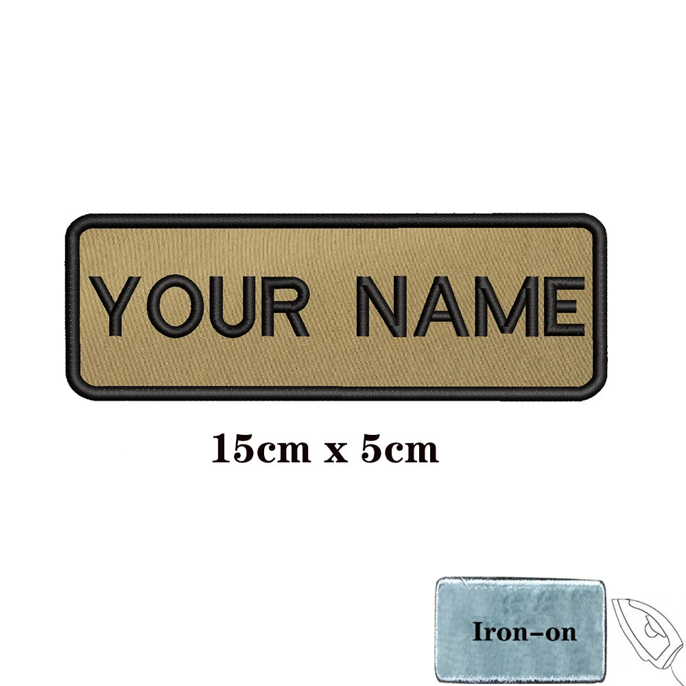 1PC Custom Personalized Name number Patch Stripes Badge tags chevrons Armband Iron On Or Hook Loop embroidered Military Khaki