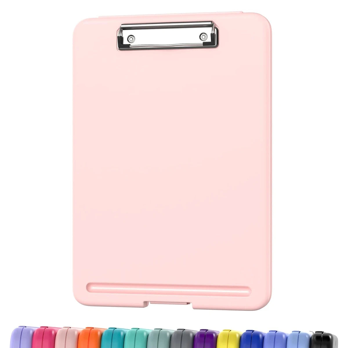 Clipboard with Storage (Multiple Colors Available) with Low Profile Clip, 9.5 x 13 Inch Sturdy Portable Writing Board, Foldable