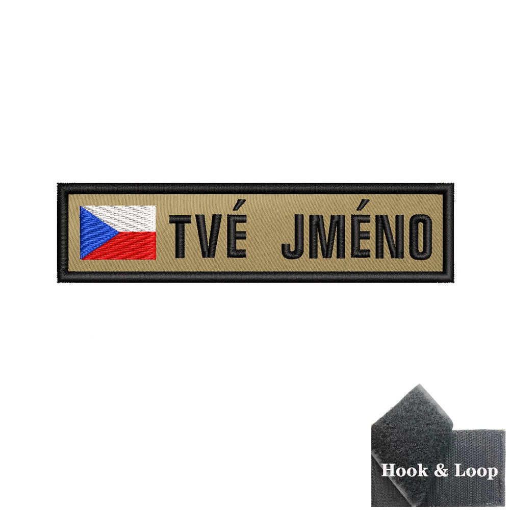 1PC 10cmX2.5cm Custom Name Flag Patch Badge Khaki Iron On Or Hook Loop Netherlands Russia Lithuania France Italy Spain Israel
