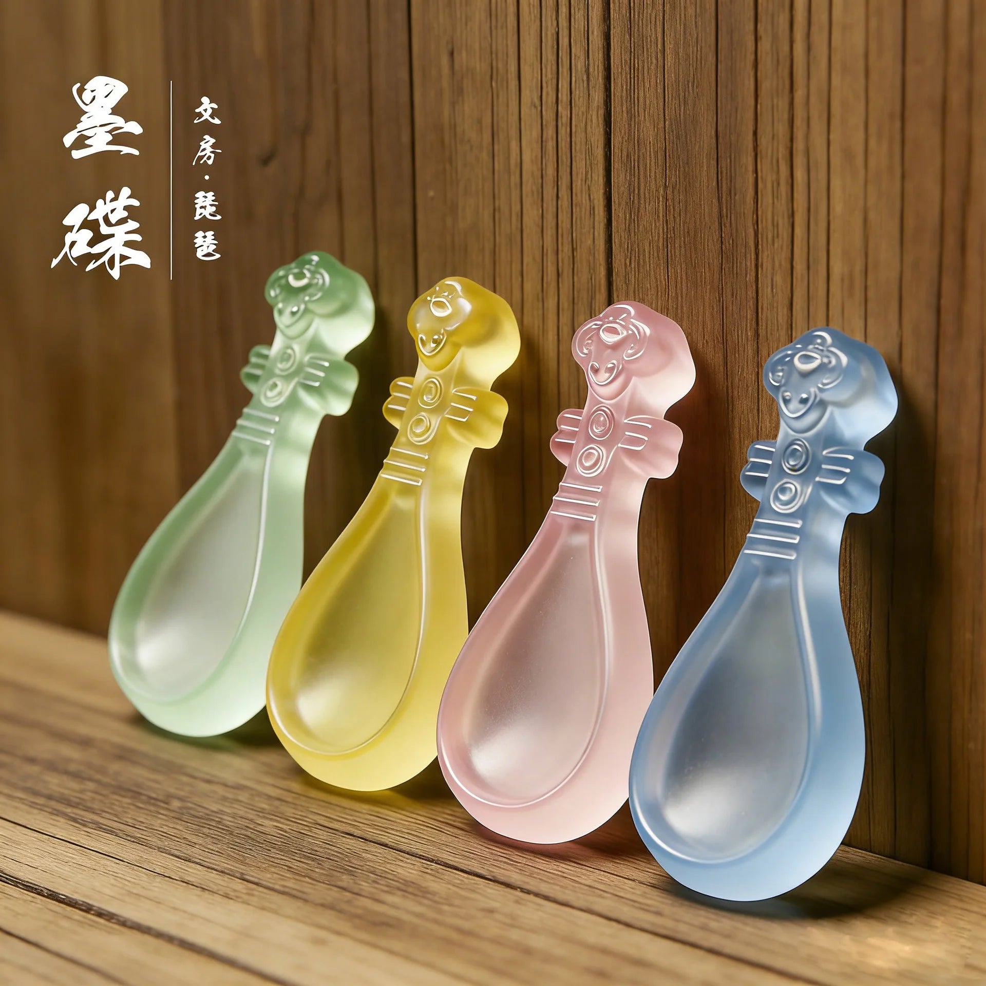Lute and Guqin Shaped Ink Dish with Lid Chinese Calligraphy Ink Stone Traditional Stationery for Students