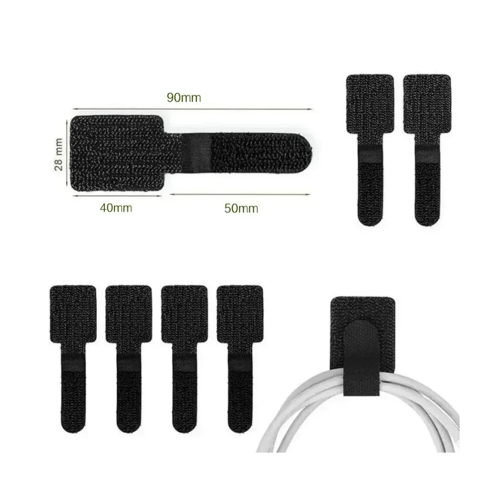 Self Adhesive Reusable Cable Ties 10/20Pcs Desktop Tidy Management Winder Wire Organizer Storage Stand Mouse Earphone Data Cord