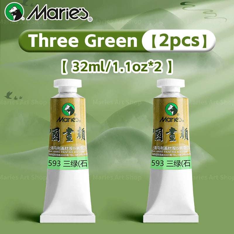 Marie's Chinese Painting Pigment Set,2pcs 20 Colors 32ml/1.13oz Tube,Watercolor Sumi Paint Kit for Drawing,Writing,Ink,Landscape