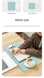 Small Mouse Pad Non-Slip Waterproof Desk Mat, Portable PU Leather Computer Pad for Office Gaming Laptop, Anti-Scratch Mousepad