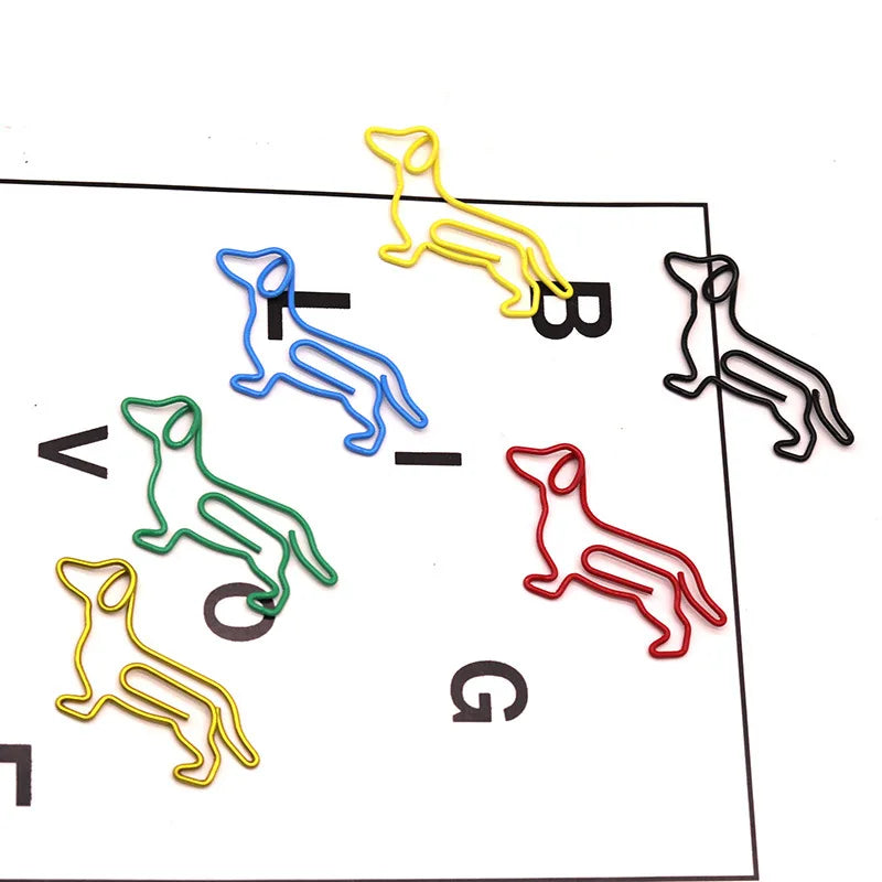 10-100pcs Creative Colorful Dachshund Paper Clips Cartoon Creative Metal Animal Special-shaped Bookmark Clip Paper Clamps