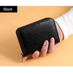 Multi Slot Card Holder Vintage Small Wallet Women Men Business Bank Credit Card Bag Male Coin Pouch Solid Leather Zipper Wallet