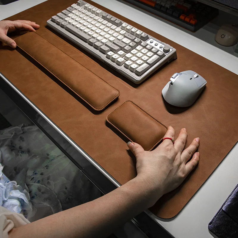 Desk Mat Waterproof PU Mouse Pad Large Mousepad Laptop Non-slip Desk Pad Keyboard Mats Mouse Mat Mouse Wrist Guard Three Pieces